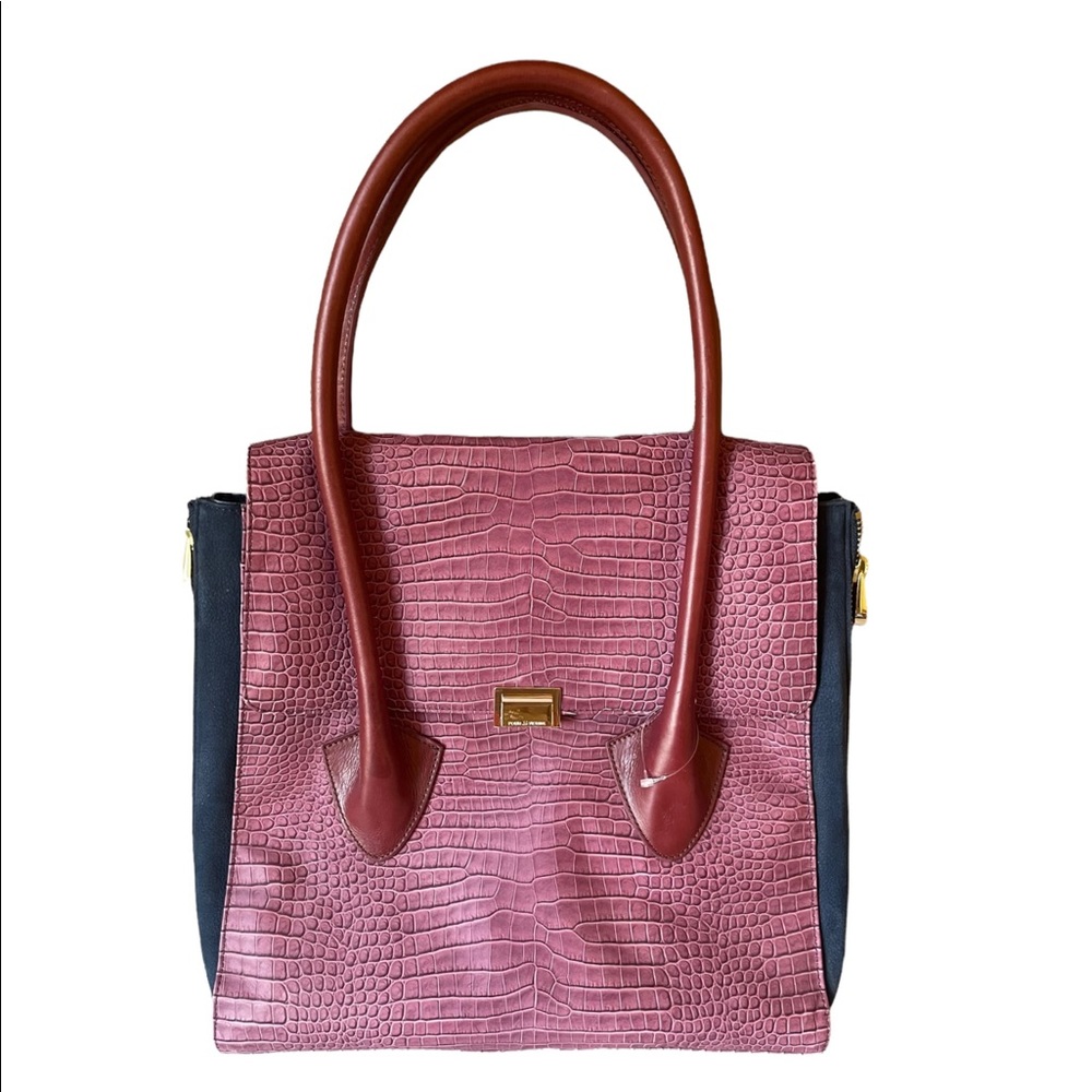 Pour la Victoire Large Red Crocodile Satchel Bag